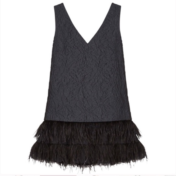 BCBG MaxAzria Jamysen Feather Trim Jacquard Dress